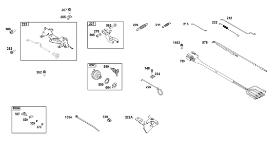 Controls Group Diagram and Parts List for 356447-0638-F1 200000 - 399999 Briggs and Stratton Engine